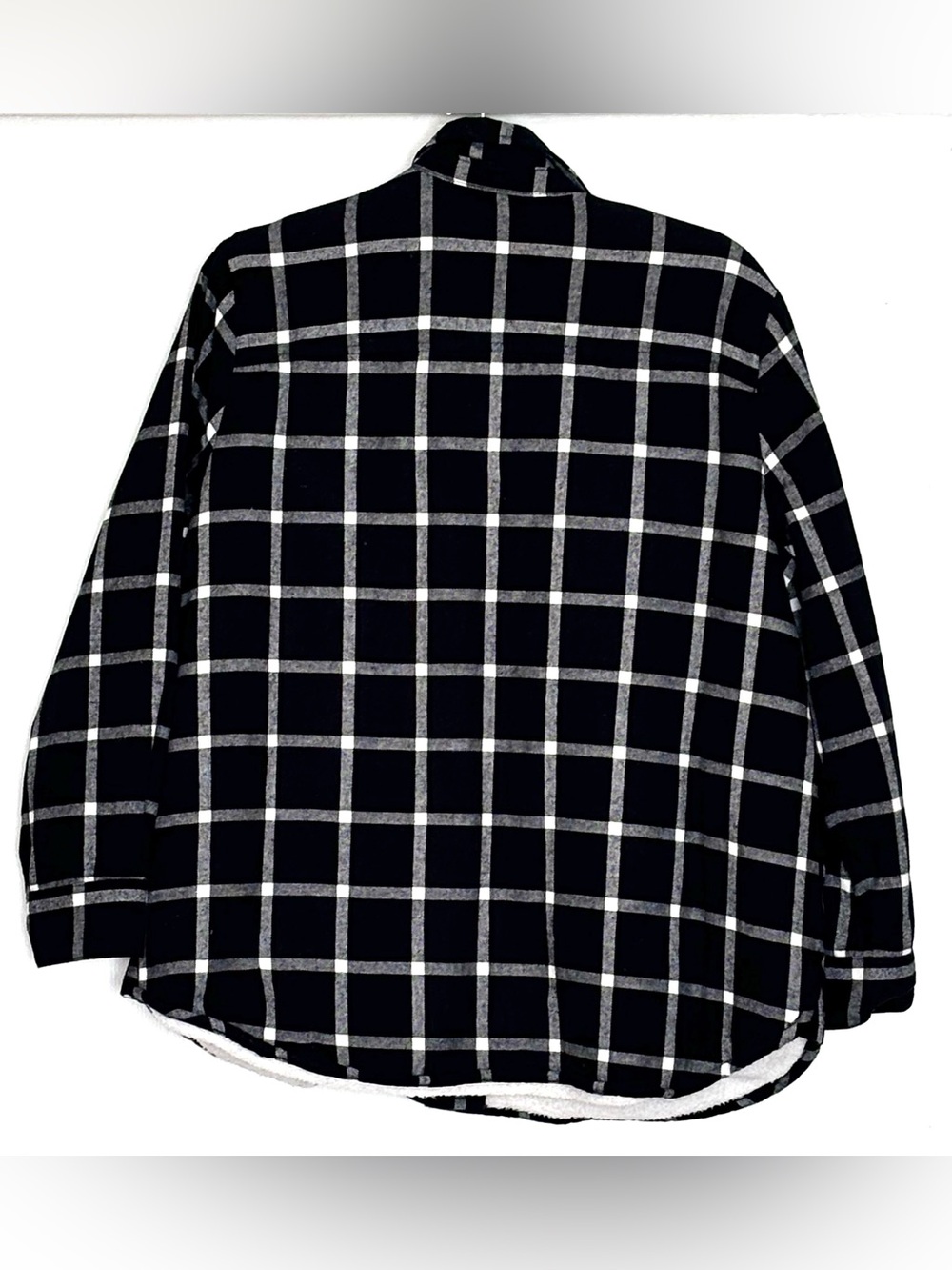 J.Crew Factory Sherpa-Lined Shirt Jacket Black & White Size PL - Picture 3 of 5